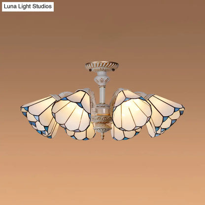 DecorBites™ DecorBites™ Traditional White Glass Conical Chandelier - 3/6/8 Lights - Kitchen Ceiling Light Fixture