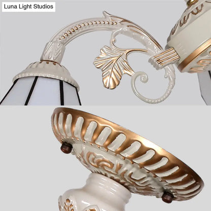DecorBites™ DecorBites™ Traditional White Glass Conical Chandelier - 3/6/8 Lights - Kitchen Ceiling Light Fixture