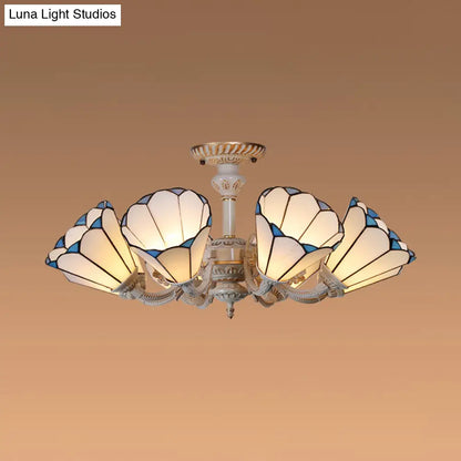 DecorBites™ DecorBites™ Traditional White Glass Conical Chandelier - 3/6/8 Lights - Kitchen Ceiling Light Fixture