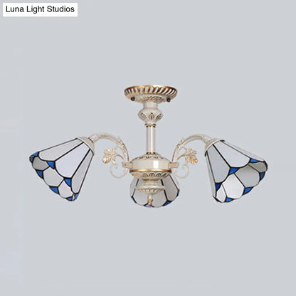 DecorBites™ DecorBites™ Traditional White Glass Conical Chandelier - 3/6/8 Lights - Kitchen Ceiling Light Fixture