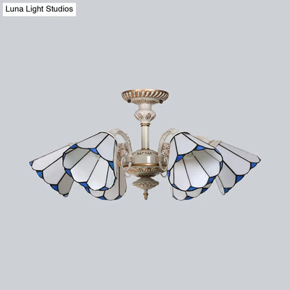 DecorBites™ DecorBites™ Traditional White Glass Conical Chandelier - 3/6/8 Lights - Kitchen Ceiling Light Fixture