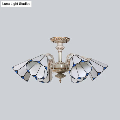 DecorBites™ DecorBites™ Traditional White Glass Conical Chandelier - 3/6/8 Lights - Kitchen Ceiling Light Fixture