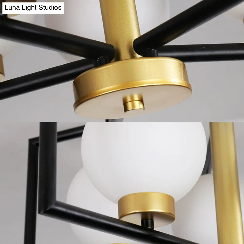 Traditional White Glass Flush Mount Ceiling Fixture with 5 Lights for Living Room