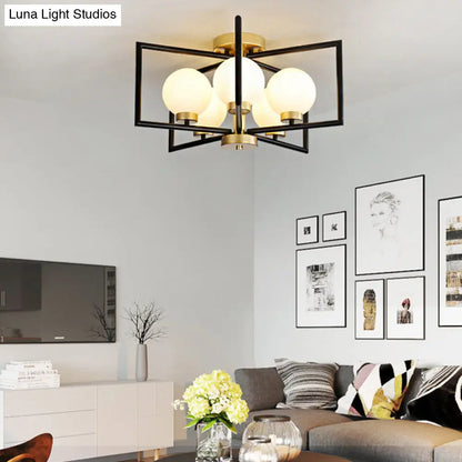 DecorBites™ DecorBites™ Traditional White Glass Flush Mount Ceiling Fixture with 5 Lights for Living Room