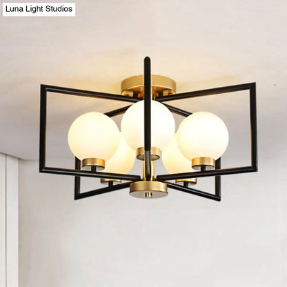 DecorBites™ DecorBites™ Traditional White Glass Flush Mount Ceiling Fixture with 5 Lights for Living Room