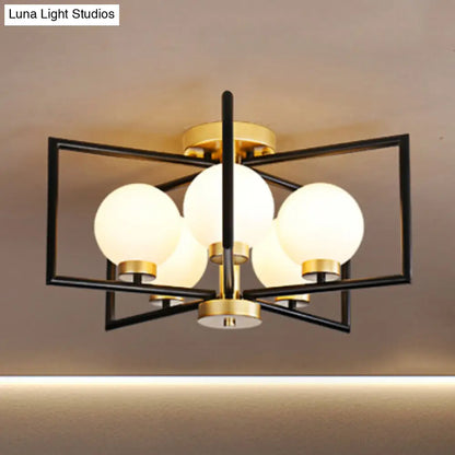 DecorBites™ DecorBites™ Traditional White Glass Flush Mount Ceiling Fixture with 5 Lights for Living Room