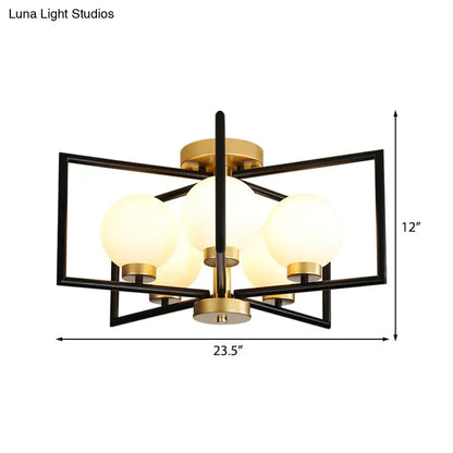 DecorBites™ DecorBites™ Traditional White Glass Flush Mount Ceiling Fixture with 5 Lights for Living Room