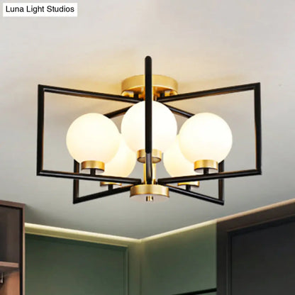 DecorBites™ DecorBites™ Traditional White Glass Flush Mount Ceiling Fixture with 5 Lights for Living Room