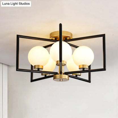 DecorBites™ DecorBites™ Traditional White Glass Flush Mount Ceiling Fixture with 5 Lights for Living Room
