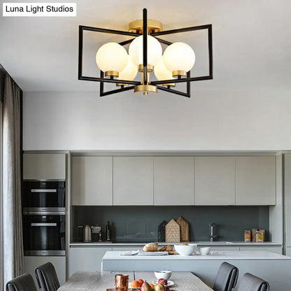 DecorBites™ DecorBites™ Traditional White Glass Flush Mount Ceiling Fixture with 5 Lights for Living Room