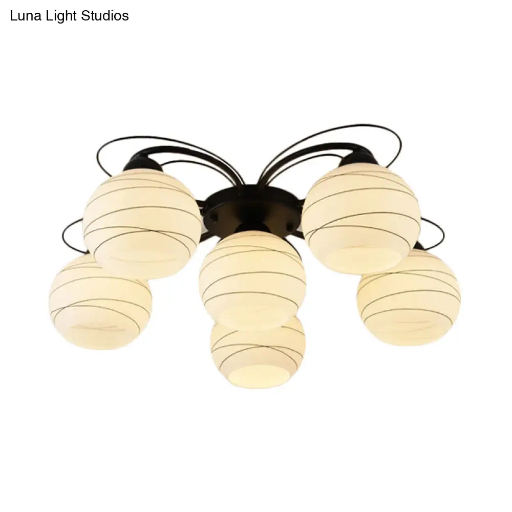 Traditional White Glass Flush Mount Ceiling Light - 3/6/9 Orb Lights for Living Room