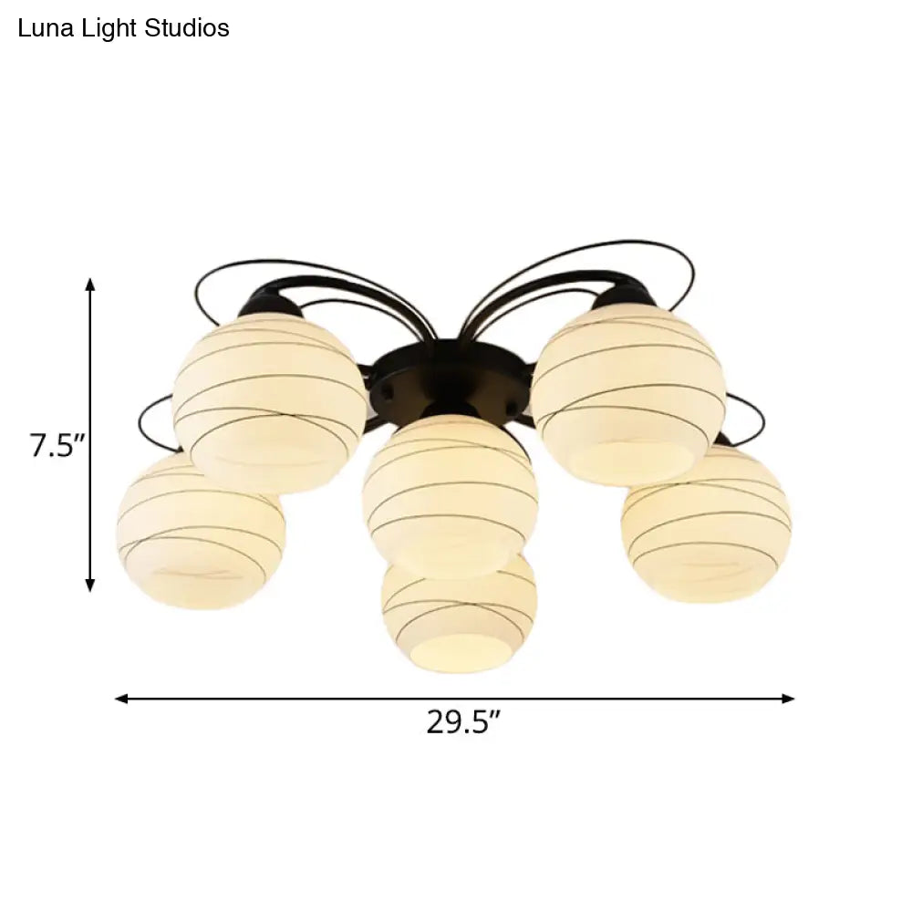 Traditional White Glass Flush Mount Ceiling Light - 3/6/9 Orb Lights for Living Room