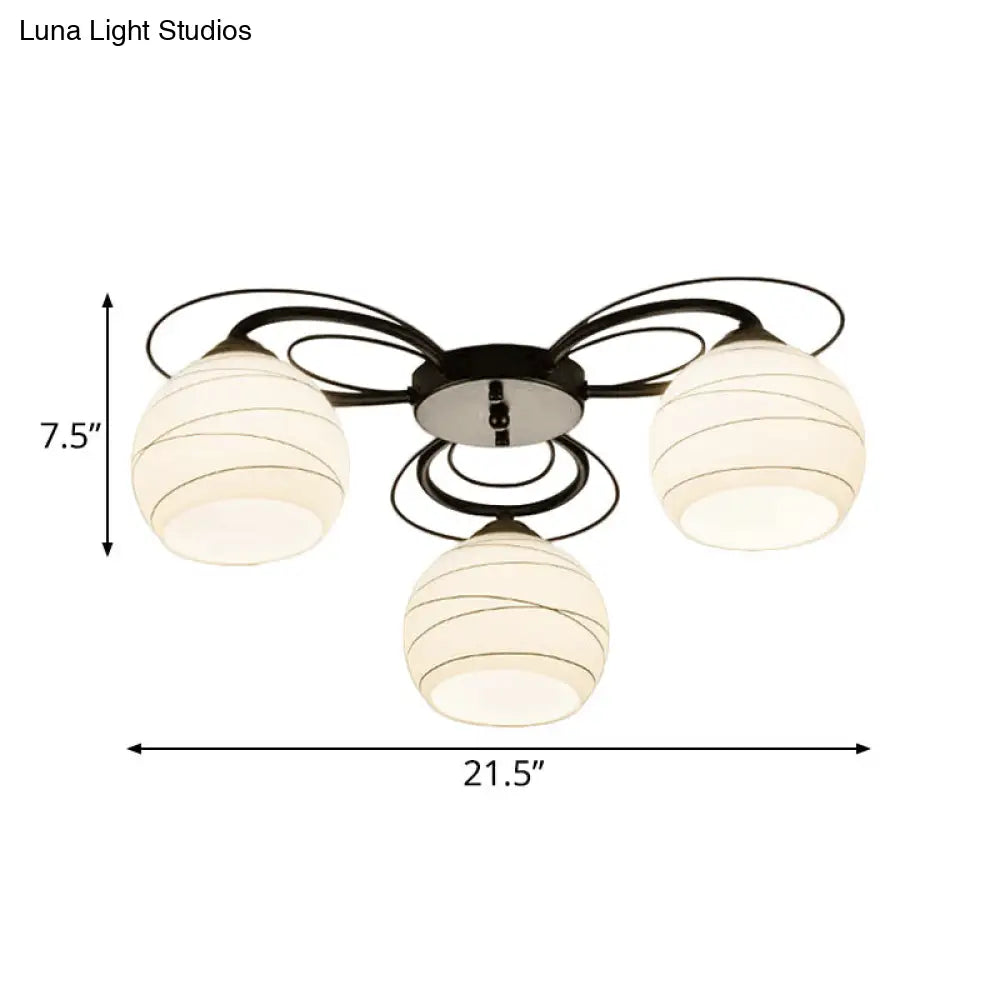 Traditional White Glass Flush Mount Ceiling Light - 3/6/9 Orb Lights for Living Room