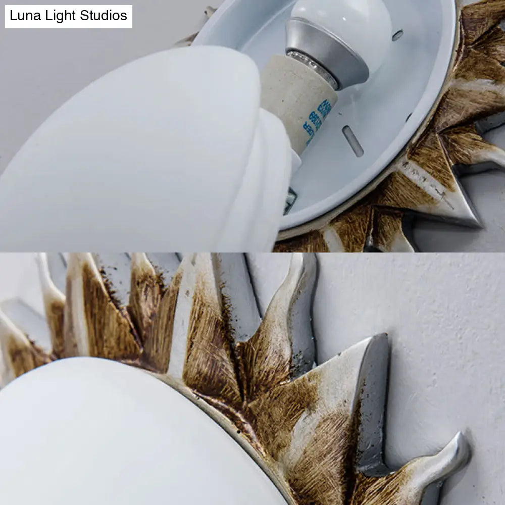 Traditional White Glass Flush Mount Ceiling Light for Dining Room - 1/3 Sunburst Lights, Sizes 9" or 15
