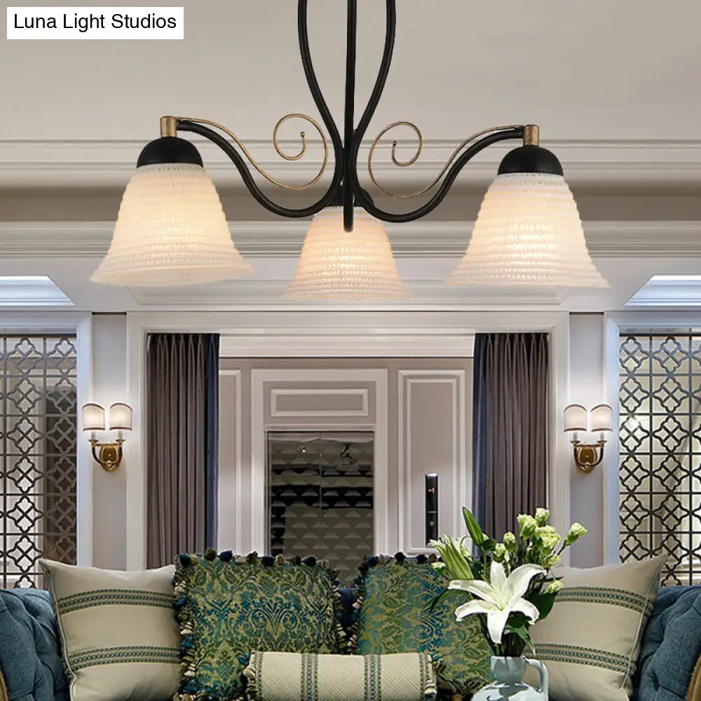 Traditional White Glass Semi-Mount Living Room Ceiling Light with 3 Lights by Bell