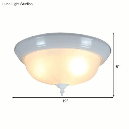 DecorBites™ DecorBites™ Traditional White Glass Three-Light Flush Mount Ceiling Fixture for Living Room - 13"/15"/19" Wide