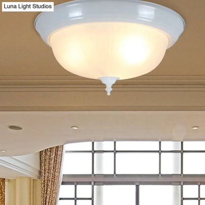 DecorBites™ DecorBites™ Traditional White Glass Three-Light Flush Mount Ceiling Fixture for Living Room - 13"/15"/19" Wide