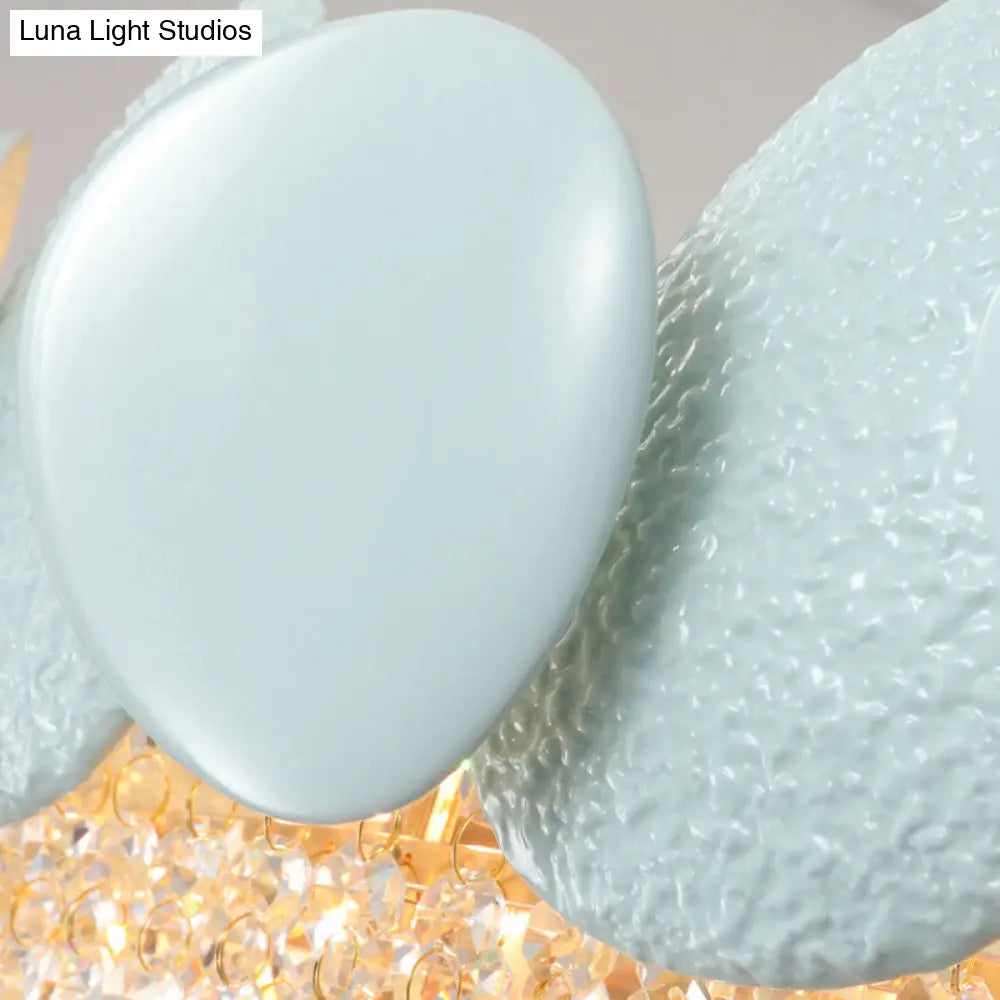 Lámpara de araña tradicional en cascada: Lámpara colgante de cristal transparente de 9 cabezas