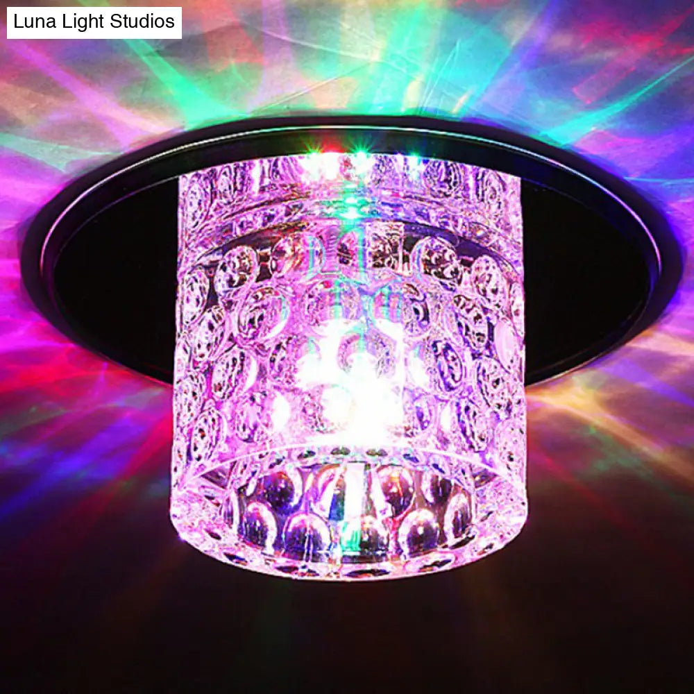Transform Your Corridor: Simplicity Meets Elegance with Cylindrical LED Flush Ceiling Light Fixture Featuring Dimpled Crystal Clear Flush Light