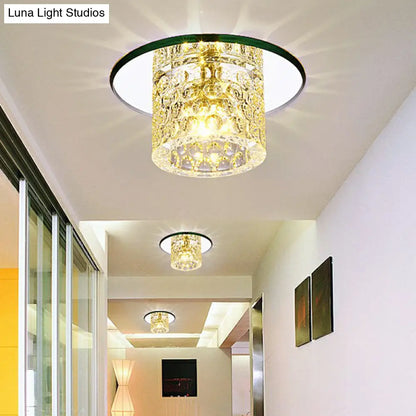 DecorBites™ DecorBites™ Transform Your Corridor: Simplicity Meets Elegance with Cylindrical LED Flush Ceiling Light Fixture Featuring Dimpled Crystal Clear Flush Light
