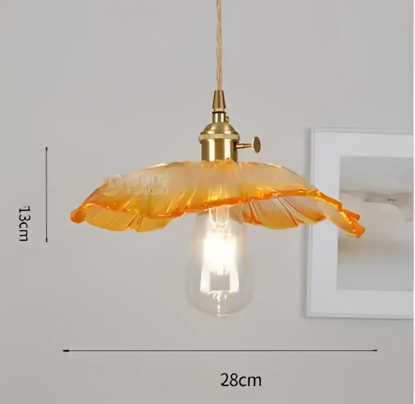 Orange glass pendant light with brass fixture and exposed bulb complement decorbites blue glass pendant lights