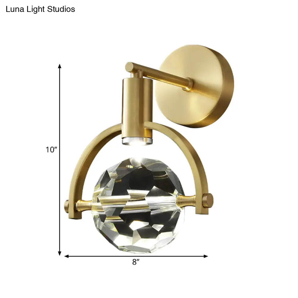 Translucent Crystal LED Wall Lamp with Modern Gold Finish and Beveled Design