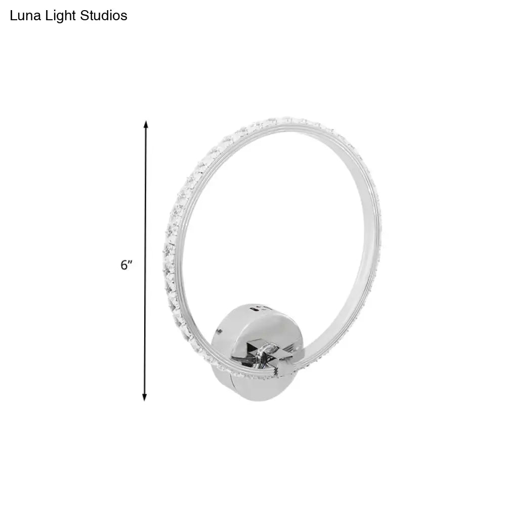 Translucent Crystal Sconce Light - Modern LED Wall Lighting Fixture | Chrome Finish | 6"/8"/10" H