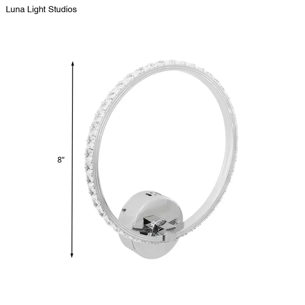 Translucent Crystal Sconce Light - Modern LED Wall Lighting Fixture | Chrome Finish | 6"/8"/10" H