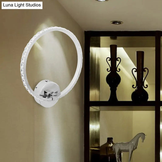 Translucent Crystal Sconce Light - Modern LED Wall Lighting Fixture | Chrome Finish | 6"/8"/10" H