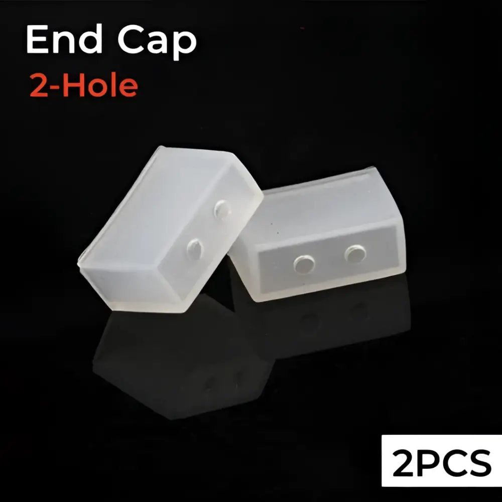 Translucent clear silicone end caps with two circular holes for decorbites 12mm led silicone tube strip light diffuser