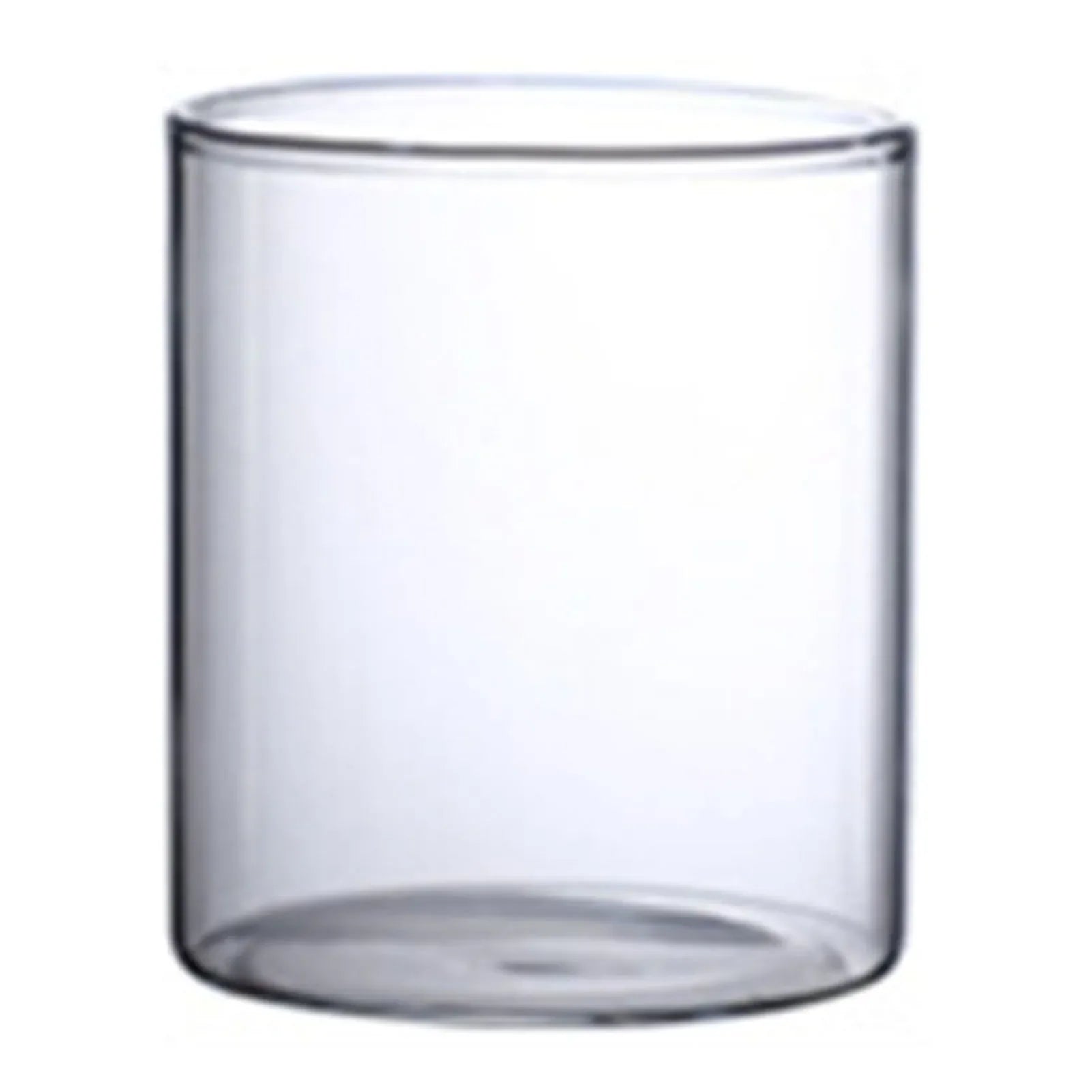 Clear transparent glass hydroponic vase with smooth cylindrical shape and rounded rim for wedding and living room decor