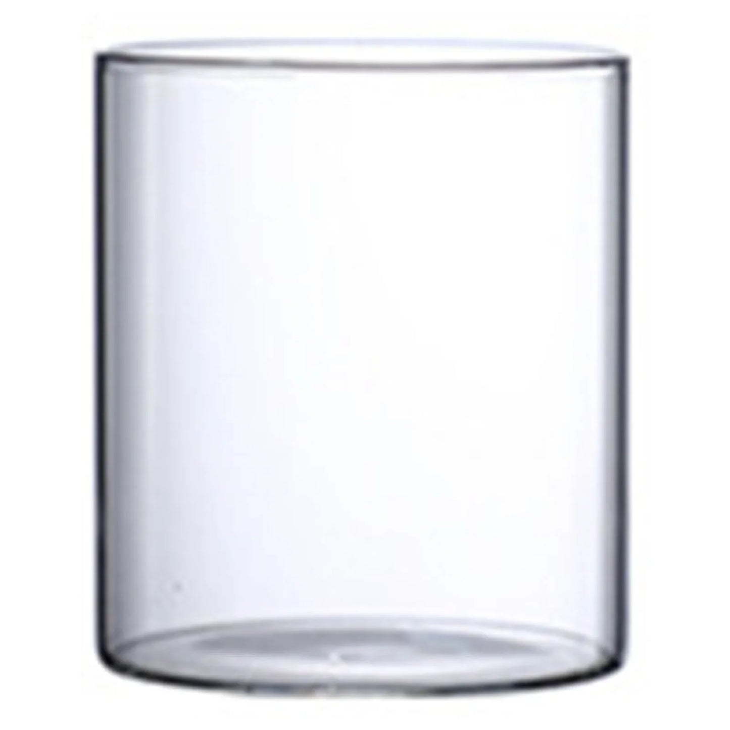 Clear cylindrical glass hydroponic vase with smooth transparent walls and rounded base for wedding and living room decor