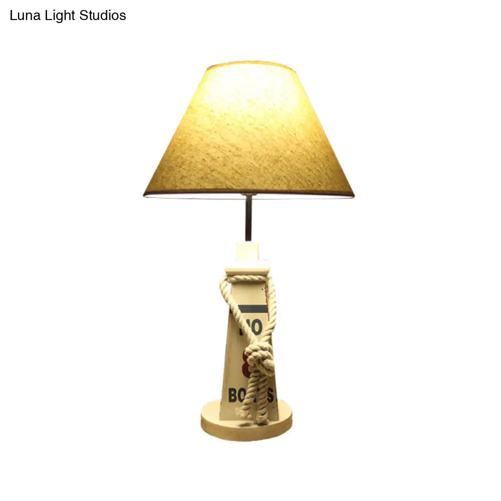 Trapezoid Base Kids' Night Light - Resin Table Lamp with Red/White Shade