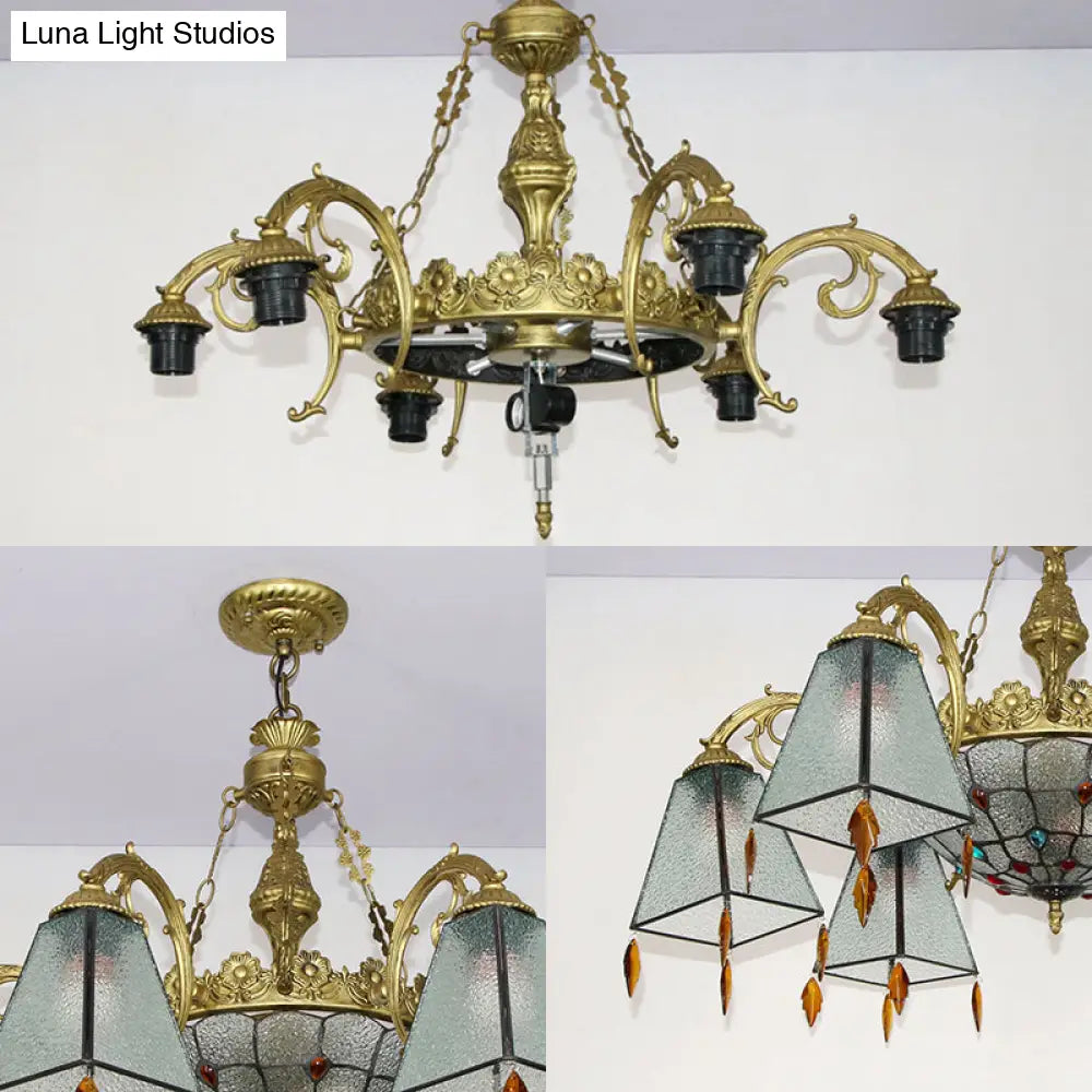 Trapezoid Chandelier Light with Clear Glass Shade - Stylish Indoor Lighting for Living Room