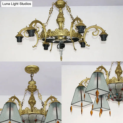 Trapezoid Chandelier Light with Clear Glass Shade - Stylish Indoor Lighting for Living Room