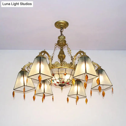 Trapezoid Chandelier Light with Clear Glass Shade - Stylish Indoor Lighting for Living Room