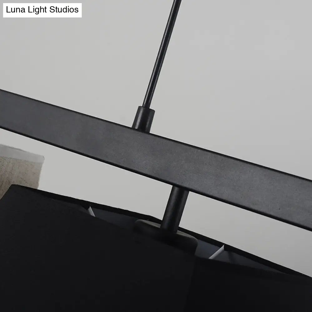 Trapezoid Fabric Hanging Lamp - 3/5 Black and White Lights - Contemporary Island Light Kit