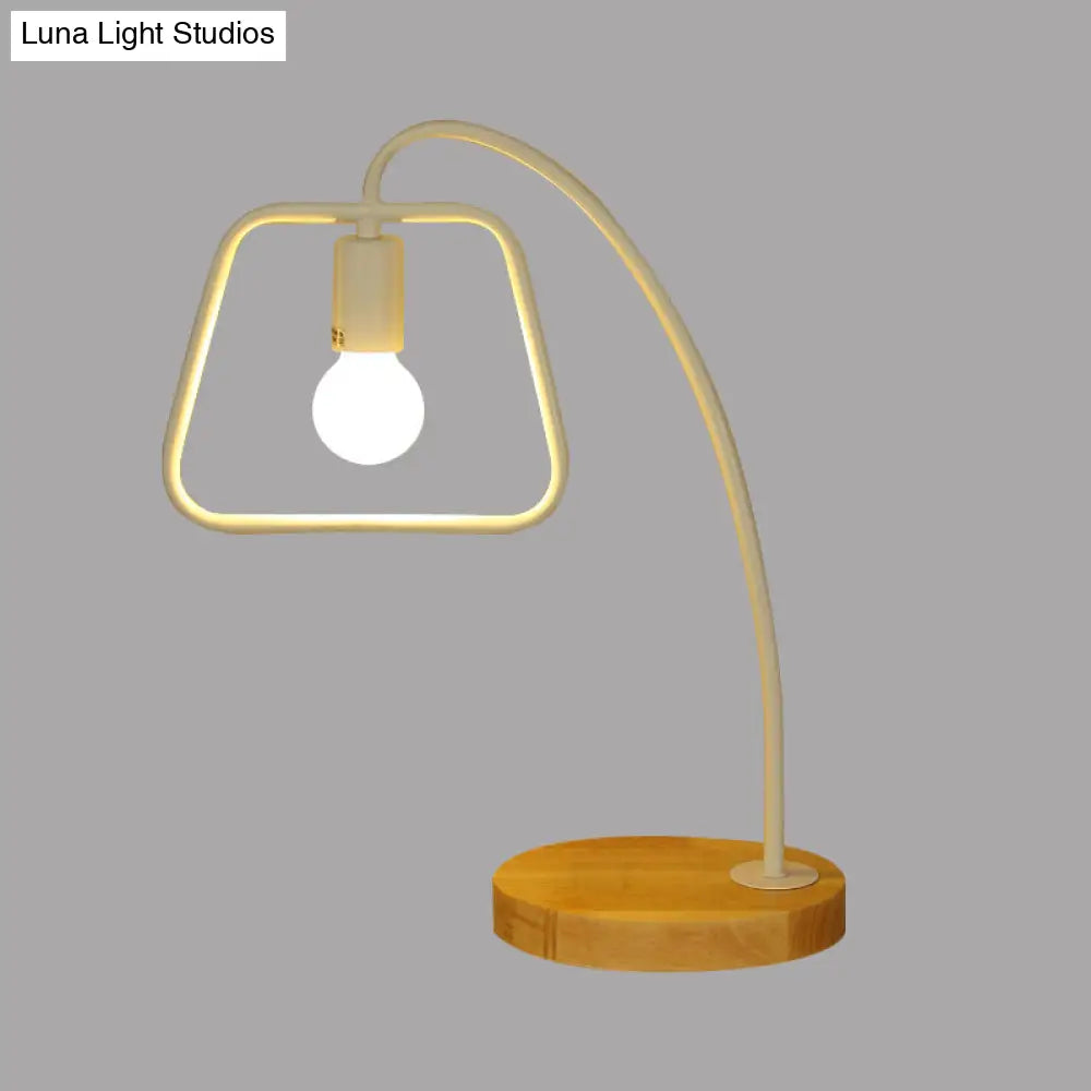 Trapezoid-Shaped Industrial Table Lighting with Metallic Frame - 1 Light Bedroom Standing Light in Black/White
