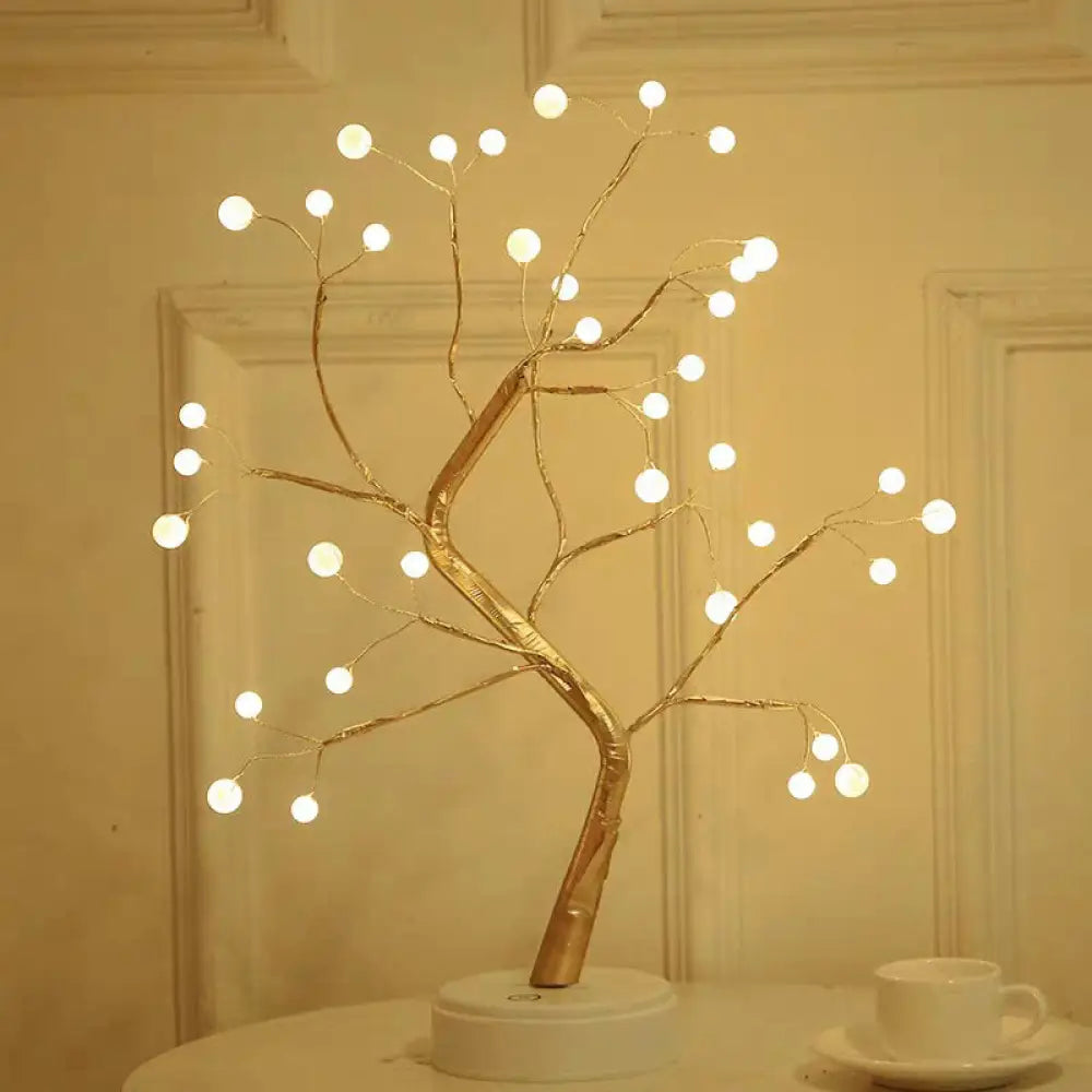 Tree Shaped LED Table Lamp with USB Charging Port