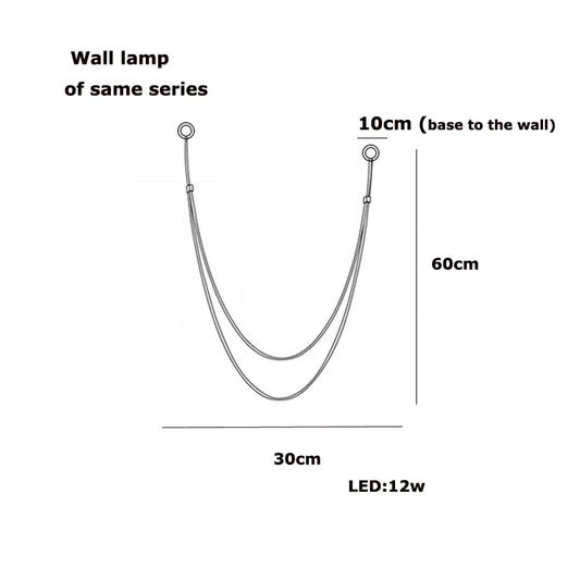 Trendy Flexible Leather Belt LED Chandelier - Wall lamp 30 60cm / Black leather belt / Black hardware|Dimmable
