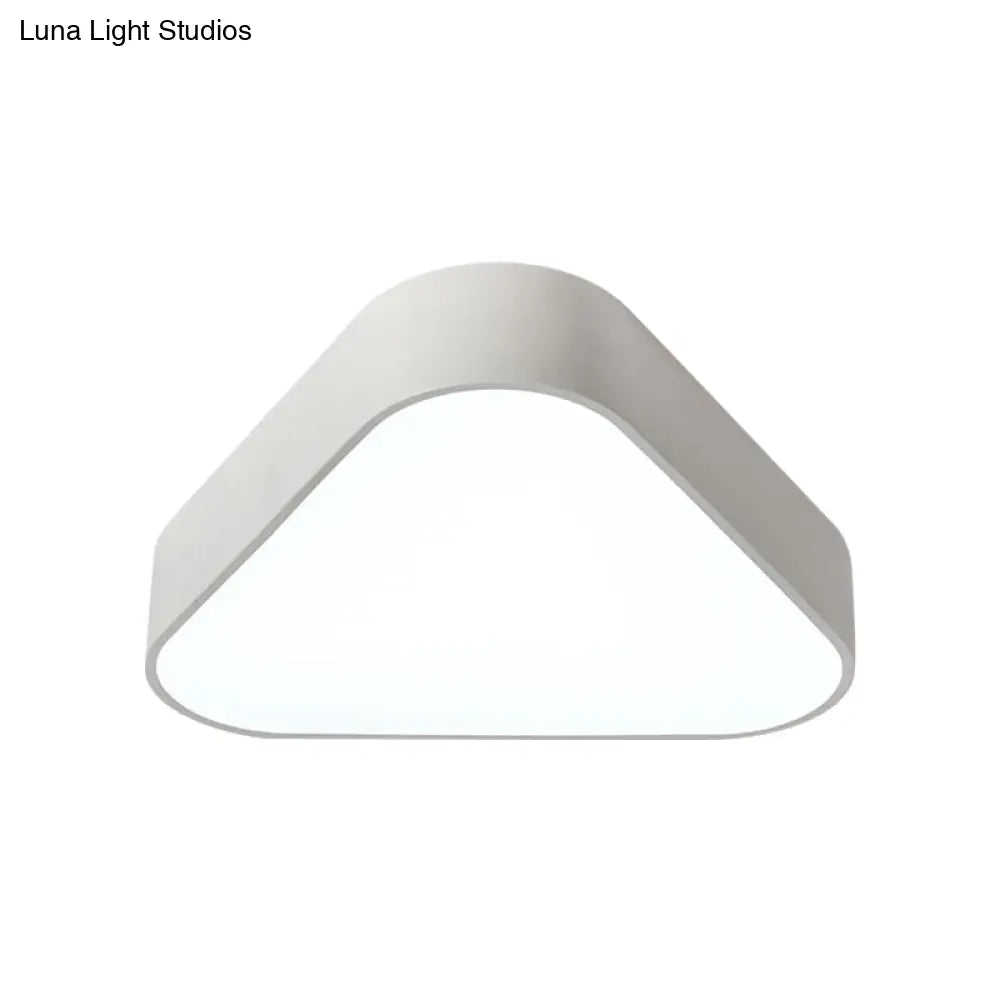 Triangular Fun: Kids LED Acrylic Flush Mount Light in White/Yellow/Purple for Close to Ceiling Lighting