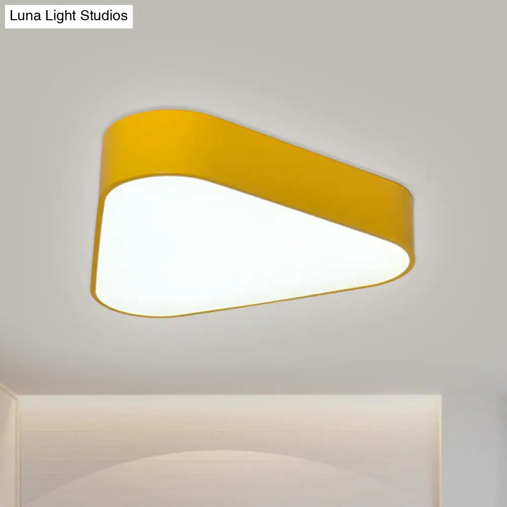 Triangular Fun: Kids LED Acrylic Flush Mount Light in White/Yellow/Purple for Close to Ceiling Lighting