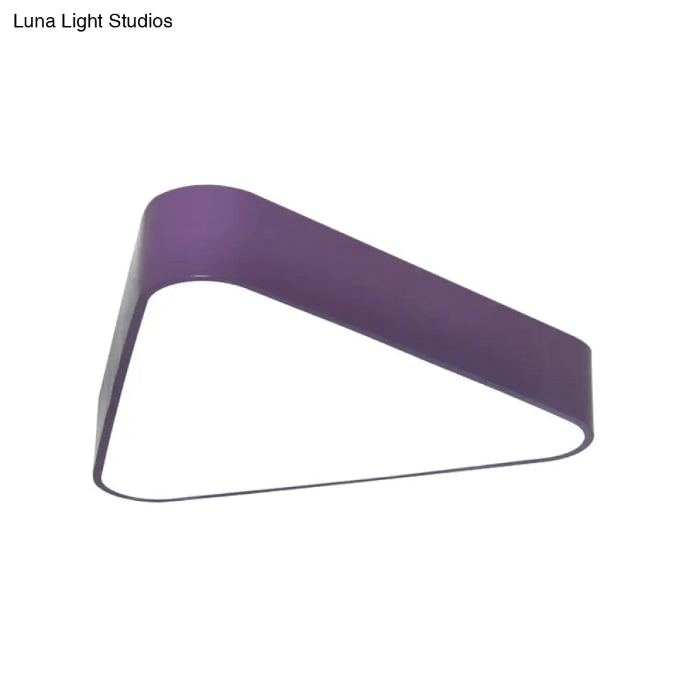 Triangular Fun: Kids LED Acrylic Flush Mount Light in White/Yellow/Purple for Close to Ceiling Lighting