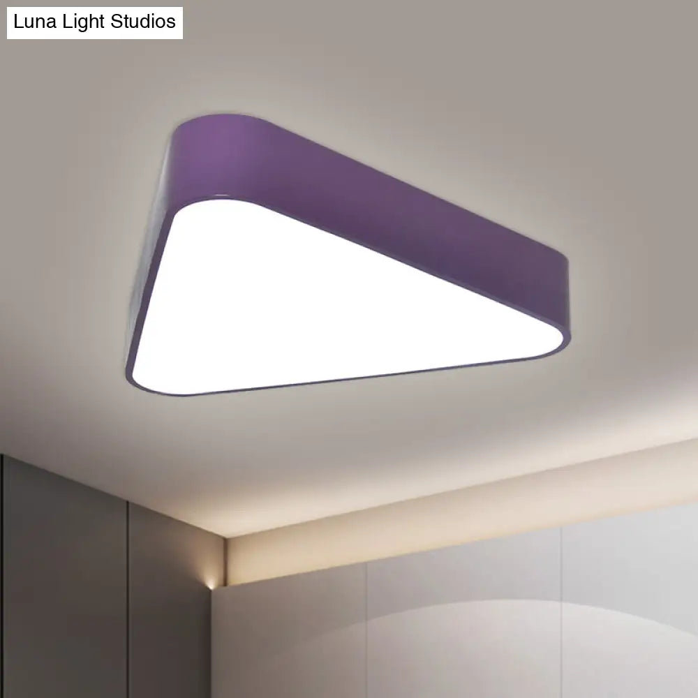 Triangular Fun: Kids LED Acrylic Flush Mount Light in White/Yellow/Purple for Close to Ceiling Lighting