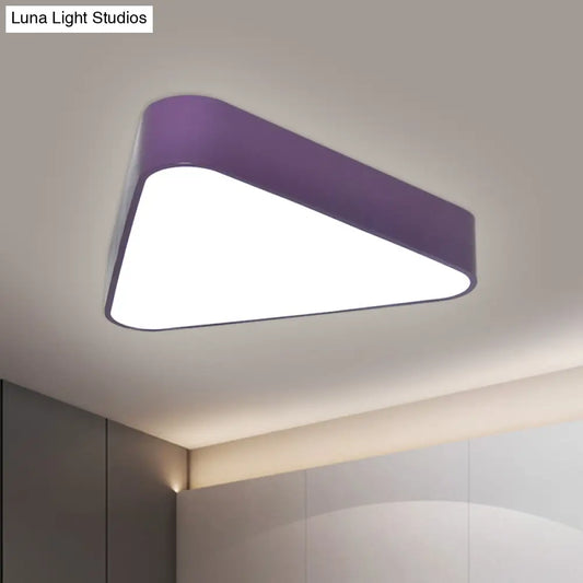 Triangular Fun: Kids LED Acrylic Flush Mount Light in White/Yellow/Purple for Close to Ceiling Lighting
