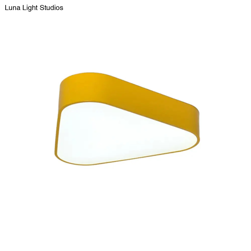 Triangular Fun: Kids LED Acrylic Flush Mount Light in White/Yellow/Purple for Close to Ceiling Lighting