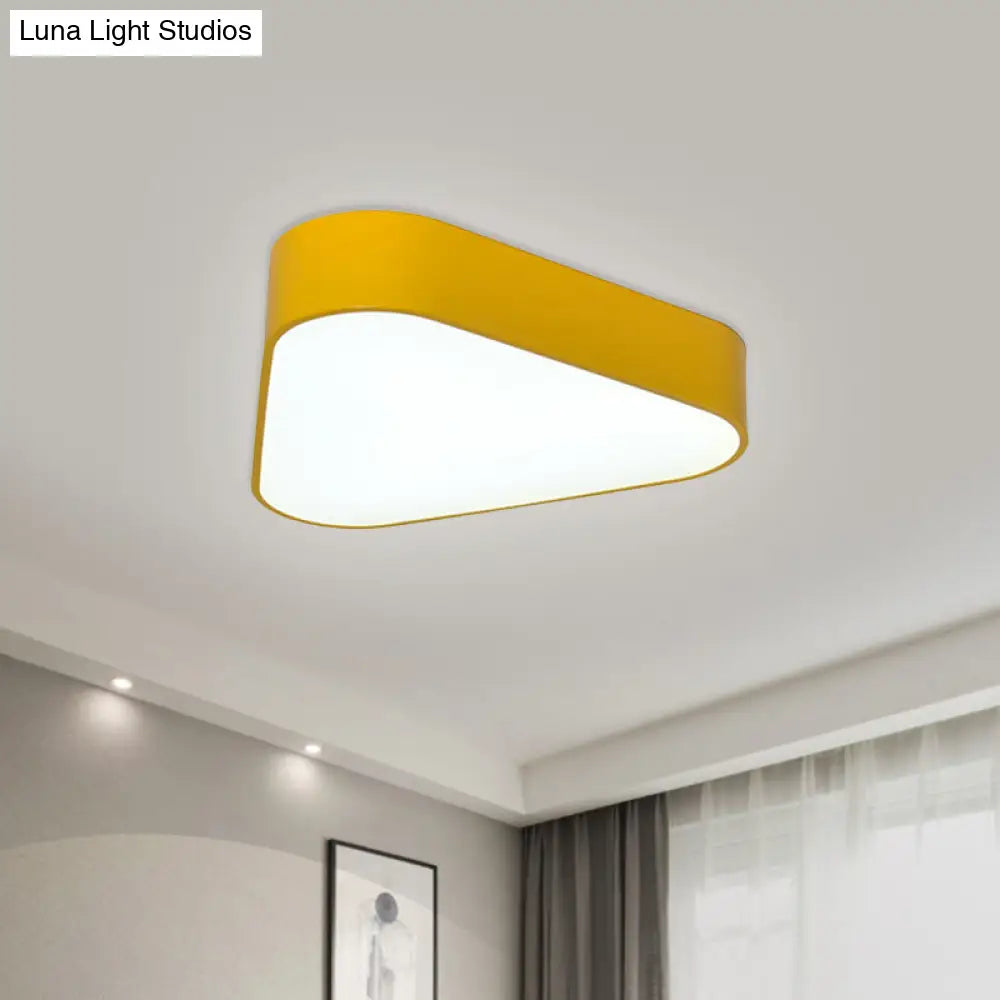 Triangular Fun: Kids LED Acrylic Flush Mount Light in White/Yellow/Purple for Close to Ceiling Lighting