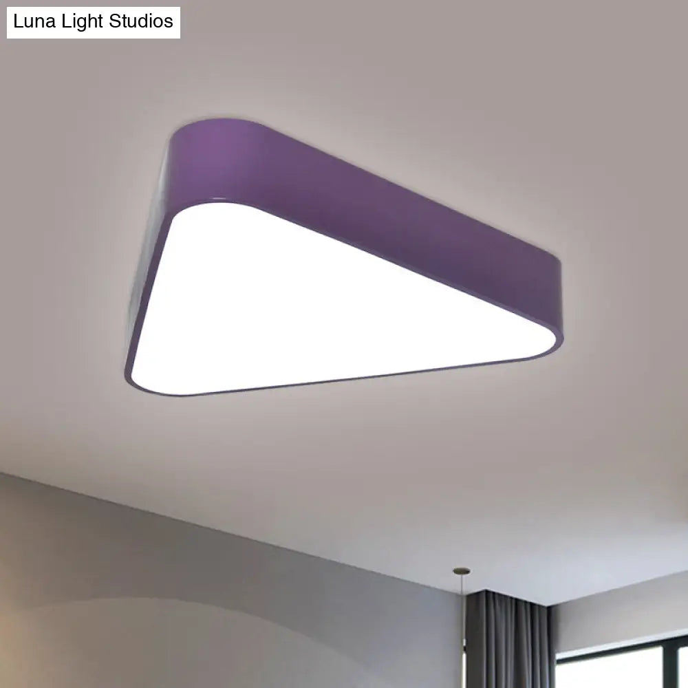 Triangular Fun: Kids LED Acrylic Flush Mount Light in White/Yellow/Purple for Close to Ceiling Lighting