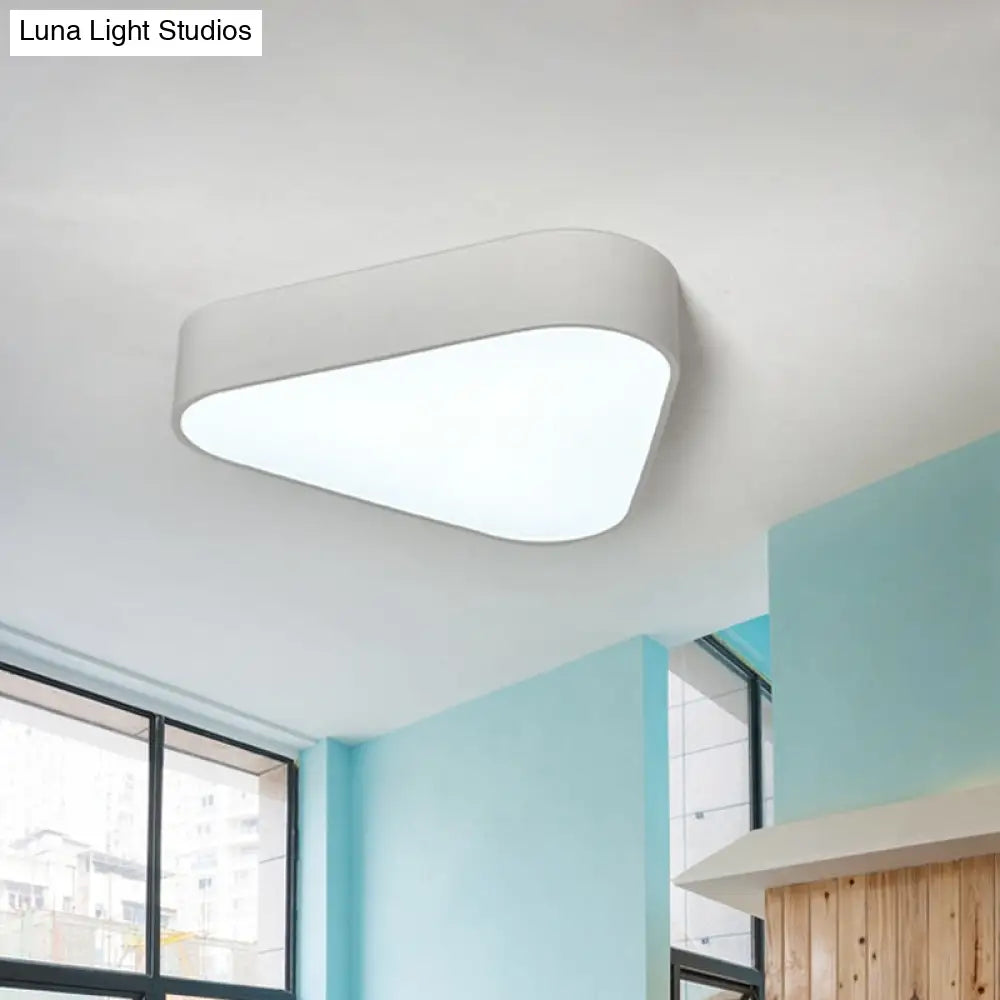 Triangular Fun: Kids LED Acrylic Flush Mount Light in White/Yellow/Purple for Close to Ceiling Lighting
