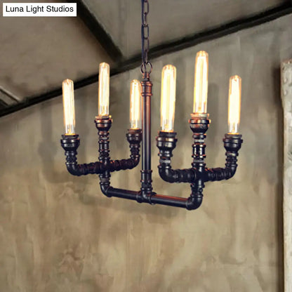 Trident Metallic Suspension Pendant - Black, 6 Heads - Perfect for Restaurants!